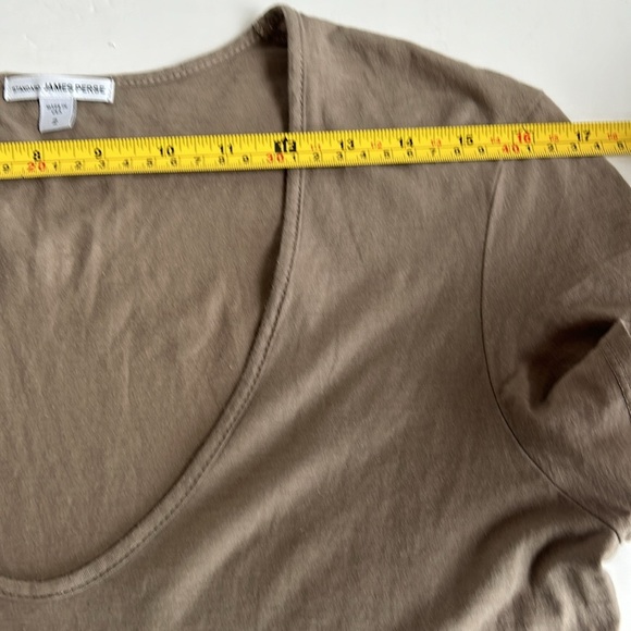James Perse deep V-neck short sleeve pima cotton basic t-shirt tee taupe tan - Picture 13 of 15